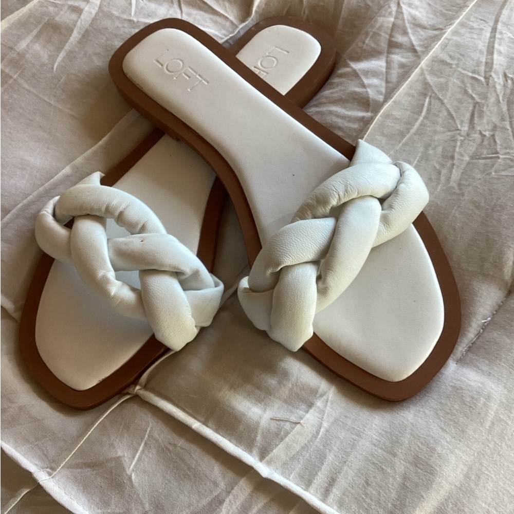 Ladies white slides by LOFT size 10